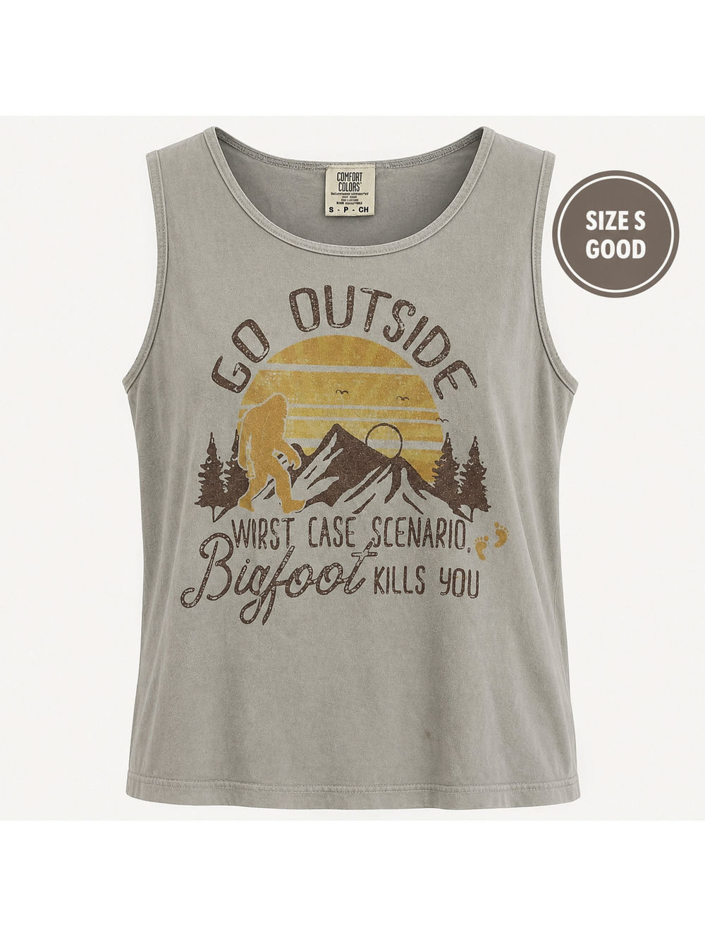 Comfort Colors | Sz S | Gray Bigfoot Cropped Muscle Tank